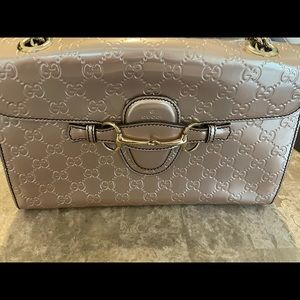 Gucci “Emily” medium metallic pink shoulder bag. Excellent condition!